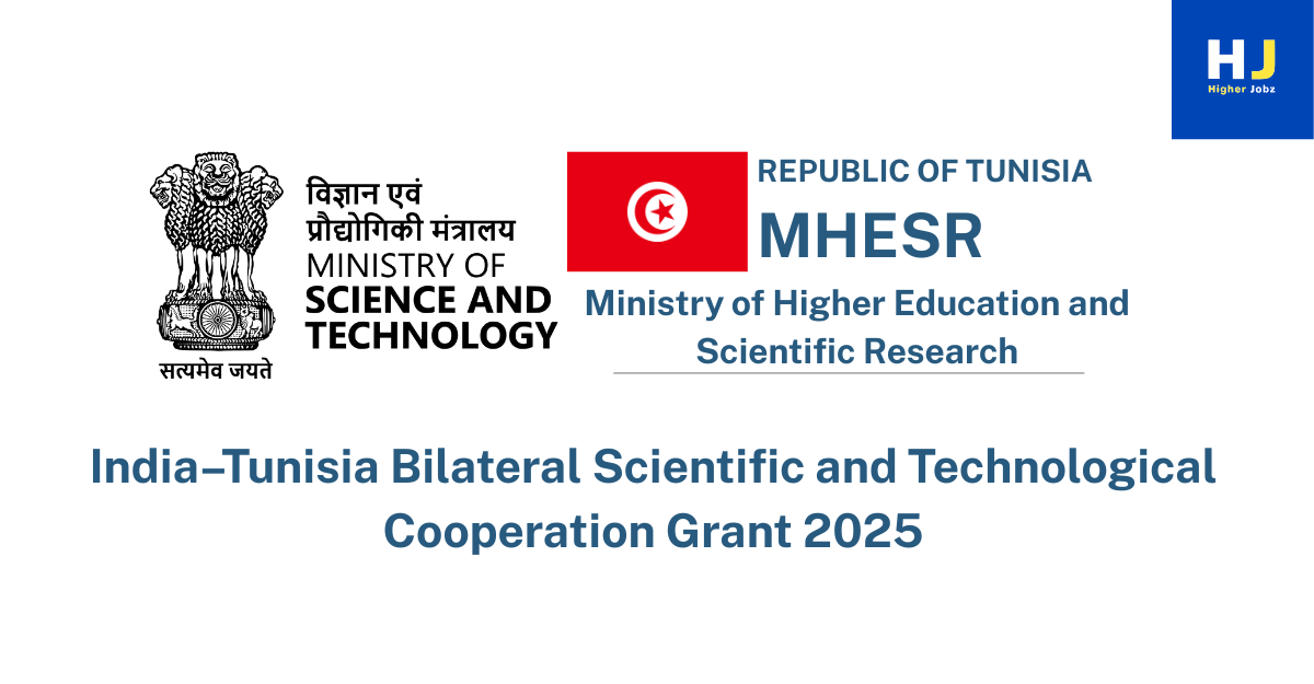 India–Tunisia Bilateral Scientific and Technological Cooperation Grant 2025 | DST India & MHESR Tunisia