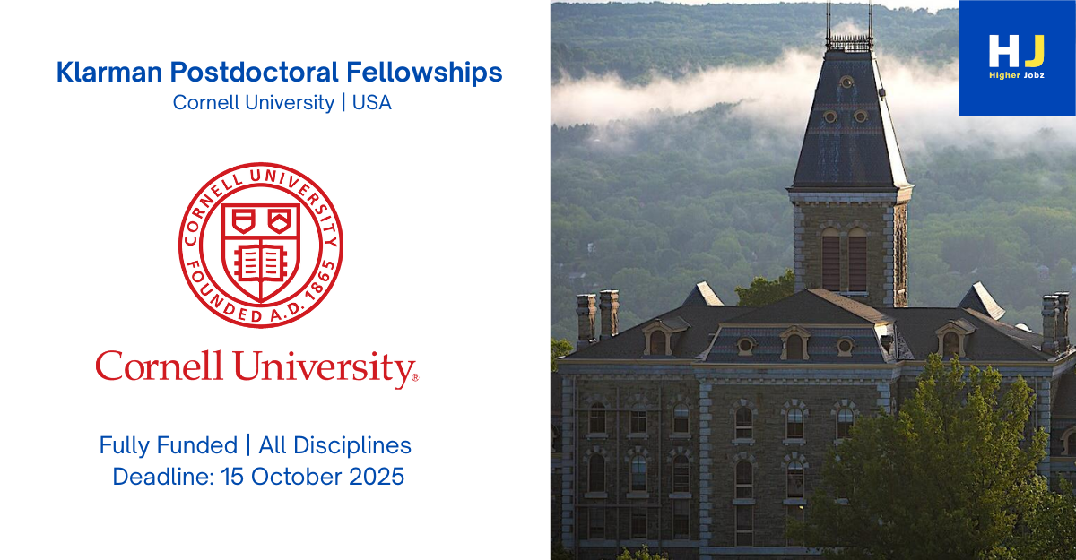Klarman Postdoctoral Fellowships at Cornell University, New York, United States