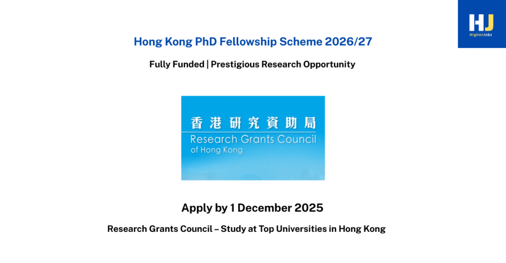 HKPFS 2026/27 — fully funded PhD fellowships at Hong Kong universities by the Research Grants Council (RGC)