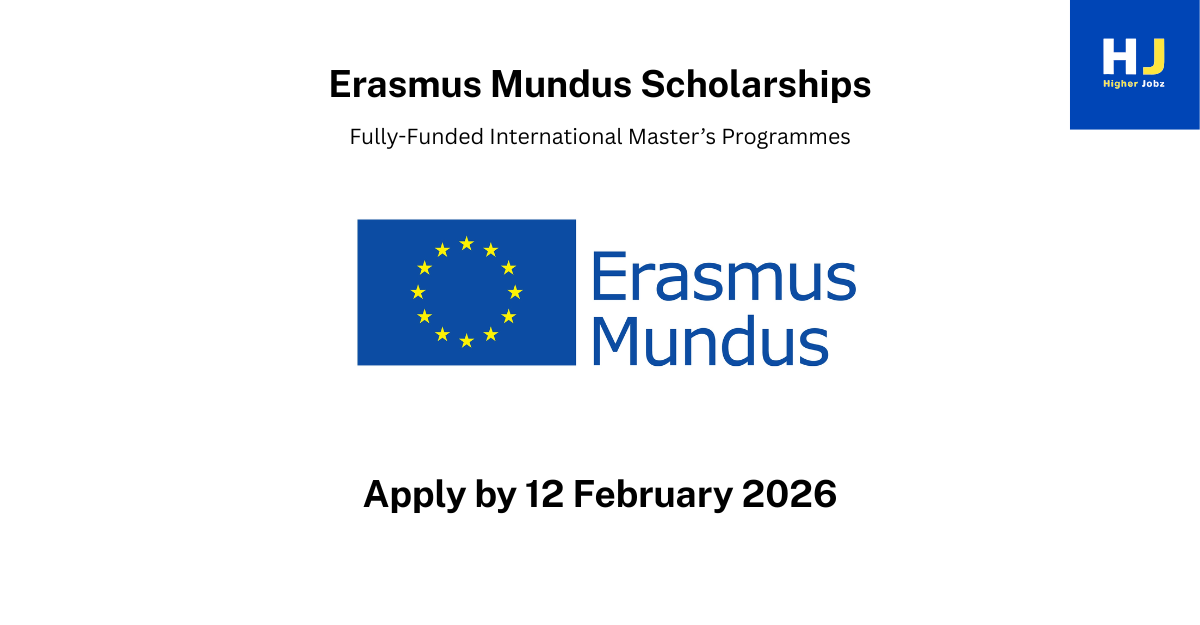 Fully-Funded Erasmus Mundus Scholarships 2026 – Fully-Funded International Master’s Programmes with European Union support, apply by 12 February 2026