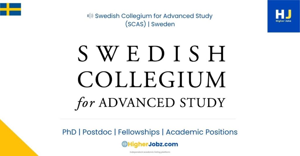 SCAS Sweden research fellowships humanities social sciences postdoctoral senior scholars academic research opportunities