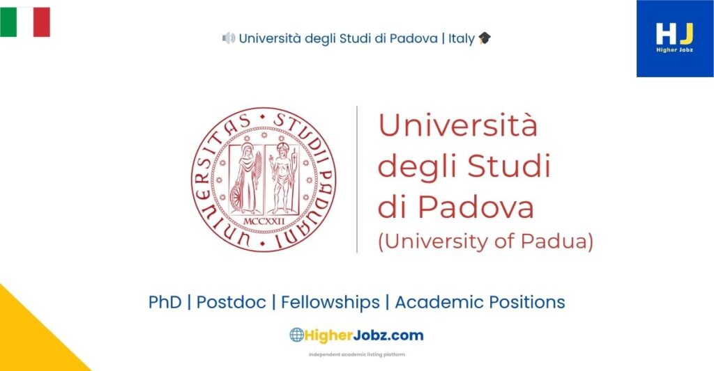 Università degli Studi di Padova Italy PhD scholarships postdoctoral faculty research jobs academic positions fully funded opportunities