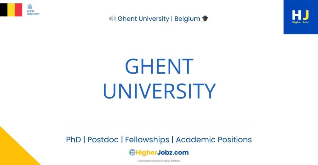 Universiteit Gent (Ghent University), Belgium academic jobs, PhD, postdoc, faculty, fellowships and research opportunities