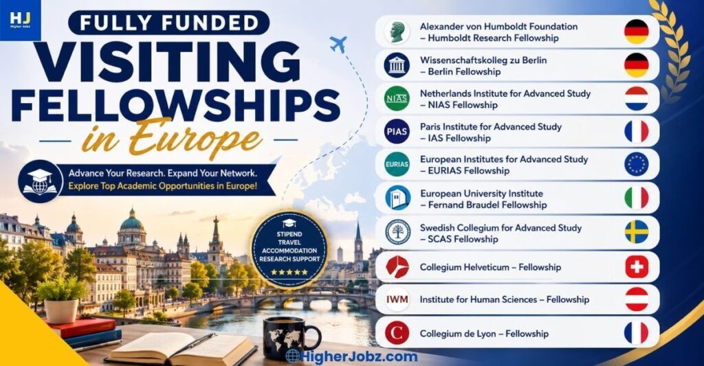 Fully funded visiting fellowships in Europe for researchers and academics across all disciplines at leading universities