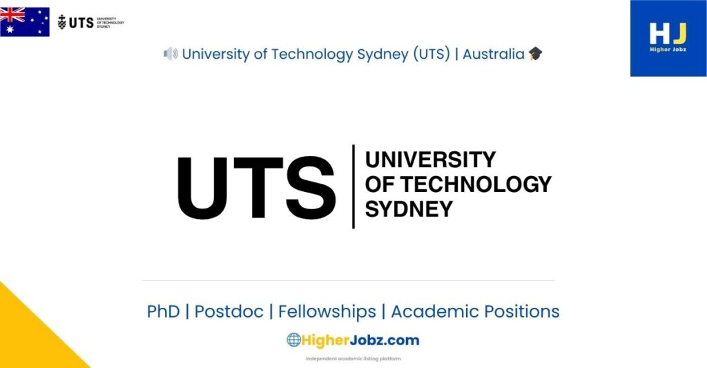 University of Technology Sydney Australia research fellowships postdoc faculty PhD academic jobs opportunities
