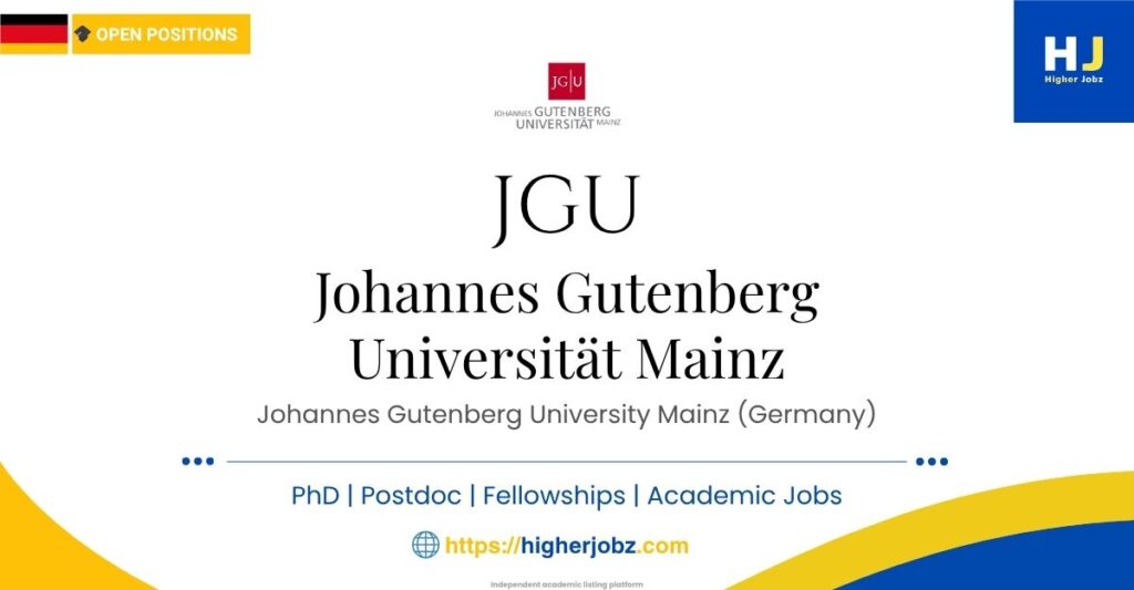 Academic job opportunities at Johannes Gutenberg University Mainz – PhD, postdoctoral, faculty, research assistant, research associate, professor, project roles, and academic positions.