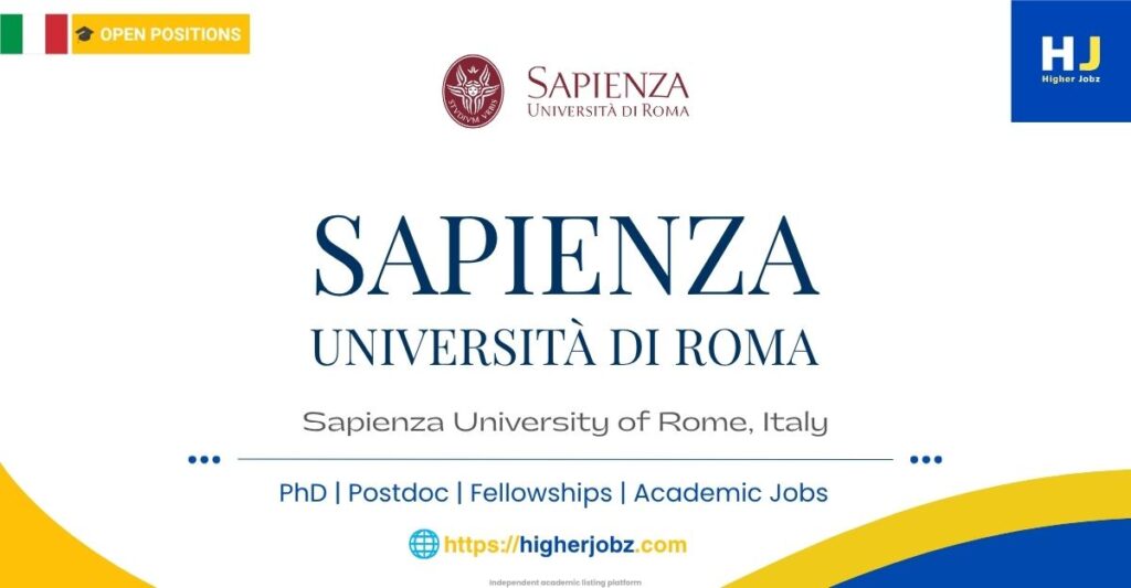 Sapienza University of Rome Italy research jobs PhD postdoctoral faculty opportunities