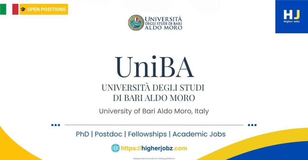 University of Bari Aldo Moro Italy PhD scholarships, research jobs, faculty and postdoctoral academic opportunities