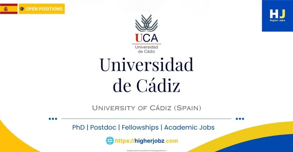 University of Cádiz Spain academic jobs, PhD, postdoctoral and research opportunities