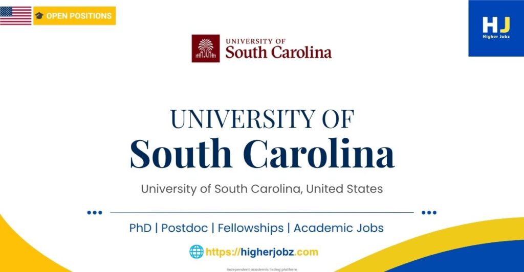 University of South Carolina USA academic research jobs and opportunities